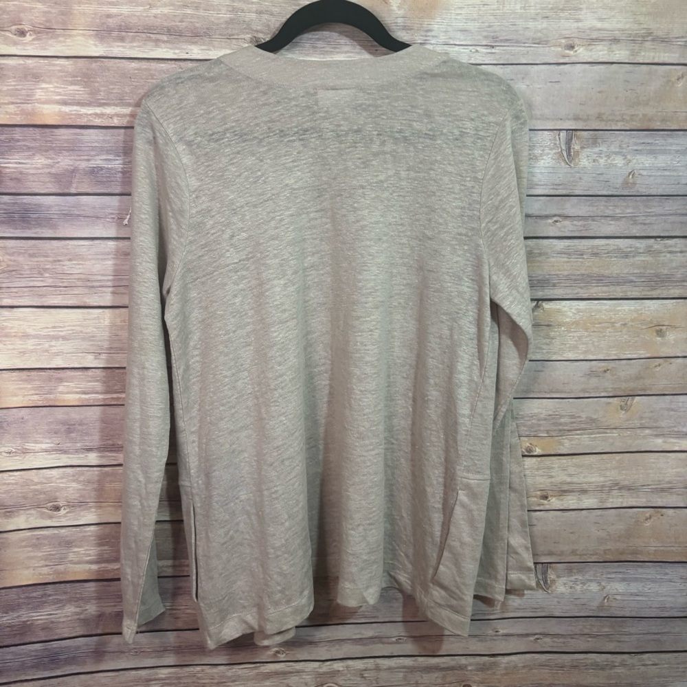 J Jill Love Linen Tan Cardigan Women’s Medium 100% Linen - Picture 6 of 6